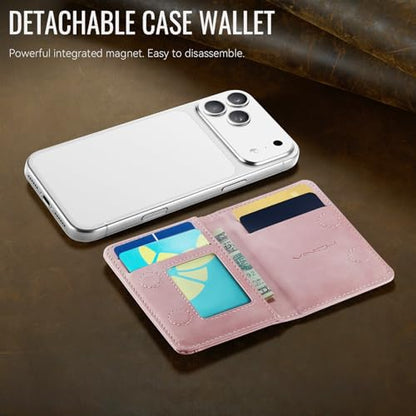 Vinich for MagSafe Wallet Magnetic RFID Blocking Card Holder, Rose Pink - color: Rose Pink
