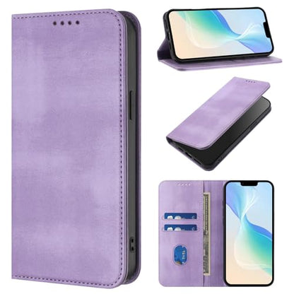 Back Case Compatible with Galaxy A10E Wallet, Bumper Leather Phone Case with RFID Blocking Ultra Slim Leather Cover Scratch Resistant Shell Protection Case Compatible with Samsung Galaxy A20E/A10E - color: Purple