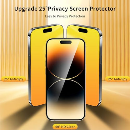 Privacy Screen Protector for iPhone 15 Pro Max 2 Pack (Gold) - color: for iPhone 15 Pro Max (Gold)