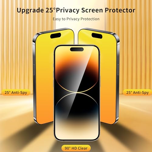 Privacy Screen Protector for iPhone 15 Pro Max 2 Pack (Gold) - color: for iPhone 15 Pro Max (Gold)