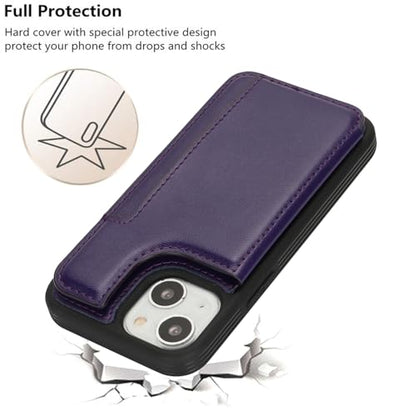iCoverCase Compatible with iPhone 13 Mini Case with Card Holder, Wallet Phone Case for Women Men RFID Blocking PU Leather Protective Case 5.4 Inch (Dark Purple) - color: Dark Purple