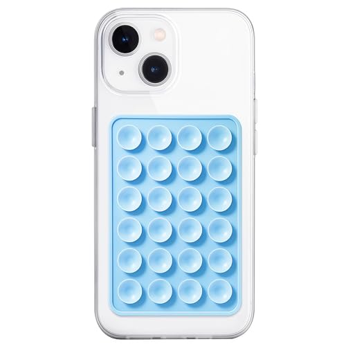 Anteel Silicone Suction Phone Case Mount, Non Slip Sticky Phone Grip for Cellphone, Silicon Adhesive Suction Cup Phone Mount, Strong Grip Holder for Selfies and Videos (Baby Blue) - color: Baby Blue