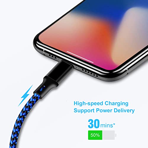 USB C to Lightning Cable, 5 Pack Fast PD iPhone Charger Cord (BlackBlue) - color: Black Blue, style: USB-C to L