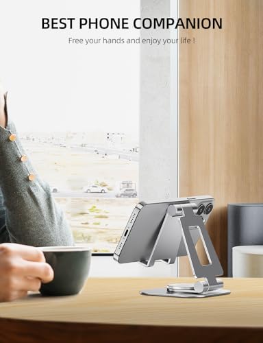 Nulaxy 360° Rotating Multi-Angle Adjustable Phone Stand, Silver - color: C-Silver