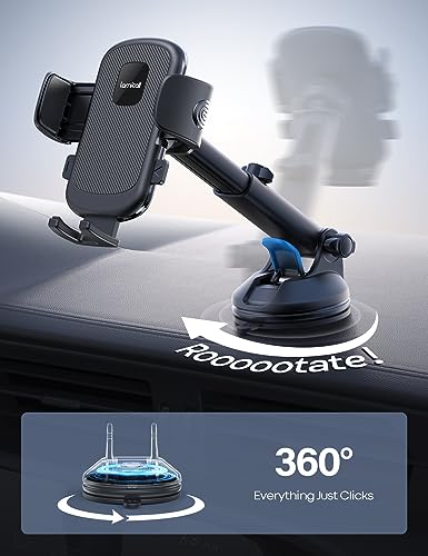 Lamicall Car Phone Holder Military-Grade Suction Cup Dashboard Windshield - color: NEW Upgraded - Dark Grey