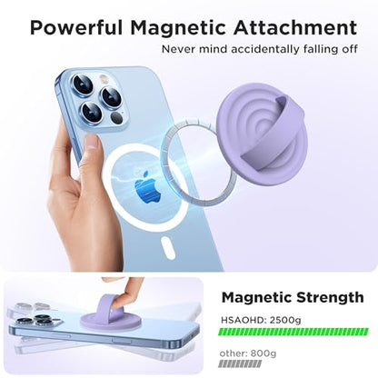 Upgraded Magnetic Phone Grip, Liquid Silicone Soft and Portable, Removable Finger Loop Ring Grip Holder for iPhone, Strong Magnetic Attraction, Compatible with MagSafe Phone Case, Lilac Purple - color: Lilac Purple
