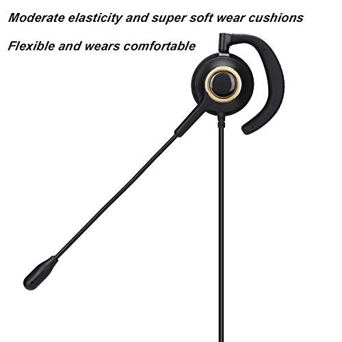 Headset with Mic Noise Cancelling, 3.5mm Single Plug, Support Rear Mounted, Ear Hook and Head Mounted, Computer Headset for Business Skype UC Webinar Call Center Office - Mono Headphone