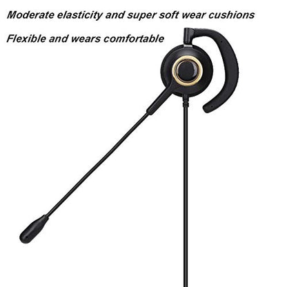 Headset with Mic Noise Cancelling, 3.5mm Single Plug, Support Rear Mounted, Ear Hook and Head Mounted, Computer Headset for Business Skype UC Webinar Call Center Office - Mono Headphone