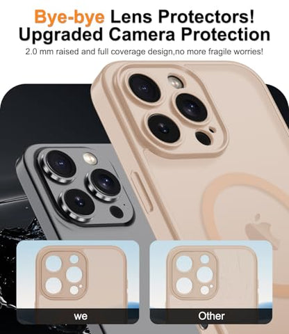 Magnetic Case for iPhone 16 Pro Case with Screen Protector+Wrist Strap | Compatible with MagSafe,Full Camera Protection,Slim Translucent Matte Phone Cover,Sand Pink - color: Sand Pink
