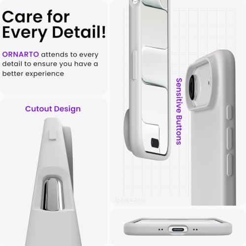 ORNARTO for iPhone Air Case 6.5", Slim Liquid Silicone 3 Layers Soft Gel Rubber Shockproof Protective Cover with Anti-Scratch Microfiber Lining-Light Gray - color: Light Gray