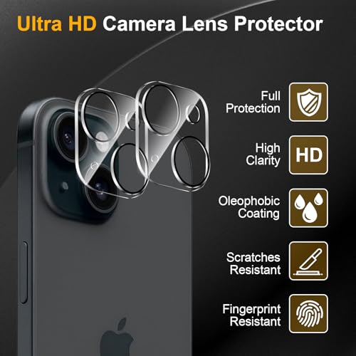 3 Pack Camera Lens Protector for iPhone 15 /iPhone 14 - size: iPhone 14/14 Plus