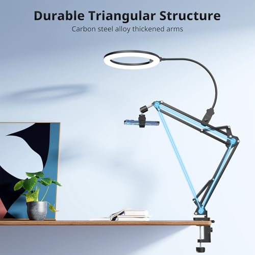 UBeesize 10" Ring Light with Overhead Phone Mount for Content Creation - size: 10.2"