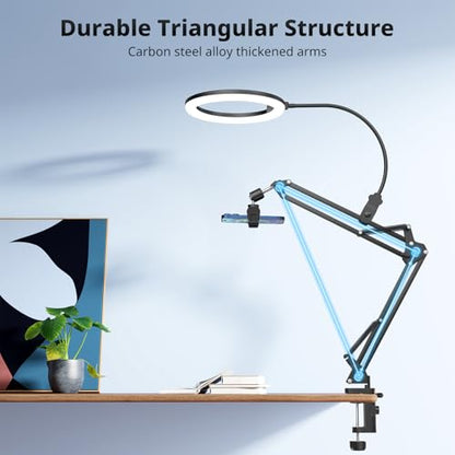 UBeesize 10" Ring Light with Overhead Phone Mount for Content Creation - size: 10.2"
