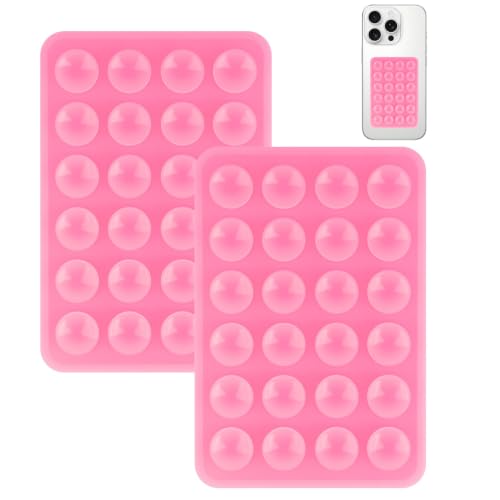 Yojaro 2 Pack Silicone Suction Phone Case Mount, Silicon Adhesive Smartphones Stand Sticky, Non Slip Suction Cup, Hands-Free Phone Accessories Holder for Selfies and Videos Pink - color: Pink