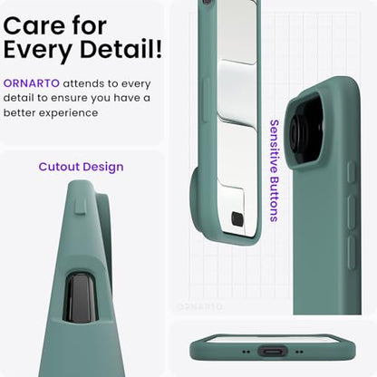 ORNARTO for iPhone Air Case 6.5", Slim Liquid Silicone 3 Layers Soft Gel Rubber Shockproof Protective Cover with Anti-Scratch Microfiber Lining-Pine Green - color: Scratch Mic