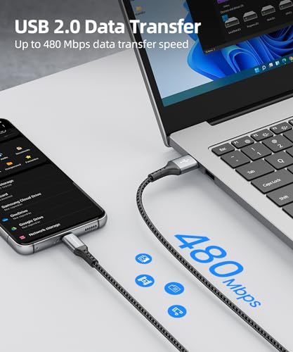 Short USB C Cable 1.6FT 3Pack, 20inch 3A USB A to USB C Cable Fast Charging Data Sync Braided Compatible with iPhone15/15Pro/15Pro Max/15Plus, Galaxy S23/S22/S21, Note10/9（Grey） - size: 1.6FT