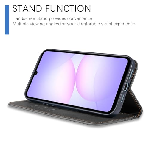 Wallet Case for Samsung Galaxy A07/A06 5G 6.7 inch 2025/2024 - PU Leather Flip Cover with Card Holder Slots, Strong Magnetic Folio Phone Case, Black - color: Black, size: Samsung Galaxy A07/A06 6.7"