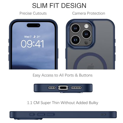 BENTOBEN Magnetic for iPhone 16 Pro Max Case,(Compatible with MagSafe) (Military Grade Drop Protection) Slim Translucent Matte Shockproof with Anti-Fingerprint Phone Case 6.9",Deep Blue - color: Deep Blue