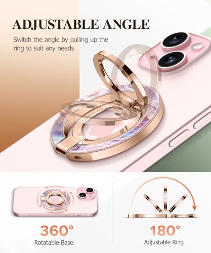 GVIEWIN Magnetic Phone Ring Holder, Compatible with MagSafe Phone Grip - color: Flowing Sakura/Pink