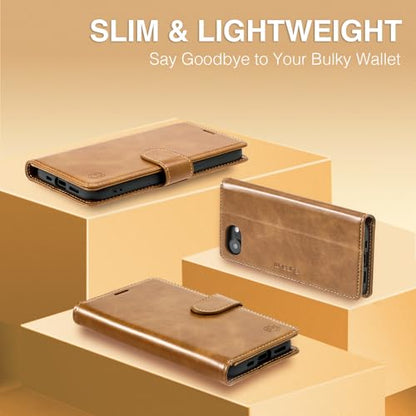 FLIPALM Card Holder Wallet Case for iphone 17e, Grayish-brown | Card Holder, RFID Blocking, PU Leather Folio Flip, Kickstand, Protective Shockproof Cover - color: Grayish-brown