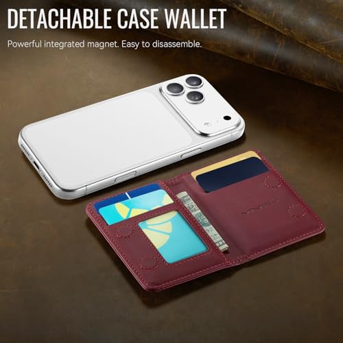 Vinich for MagSafe Wallet Magnetic RFID Blocking Card Holder, Burgundy - color: Burgundy