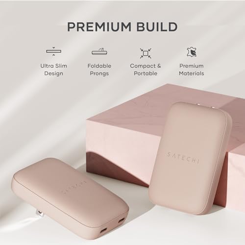 Satechi OntheGo 67W Wall Charger, GaN USB-C Fast Charging, Desert Rose - color: Desert Rose