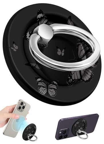 Lotadilo Magnetic Phone Ring Holder, Cute Phone Grip Stand, Black Butterfly - color: Black Butterfly