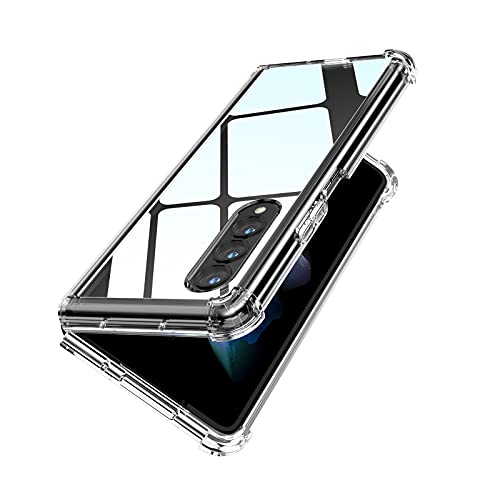 MAKAVO for Samsung Galaxy Z Fold 3 5G Case [Enhanced Corner Protection] Non-Yellowing Crystal Soft TPU Bumper Shockproof Hard Clear Back Cover 2021