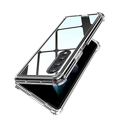 MAKAVO for Samsung Galaxy Z Fold 3 5G Case [Enhanced Corner Protection] Non-Yellowing Crystal Soft TPU Bumper Shockproof Hard Clear Back Cover 2021