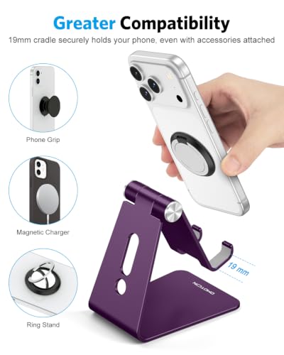 OMOTON C2 Adjustable Cell Phone Stand with Charging Cutout, Deep Purple - color: Deep Purple