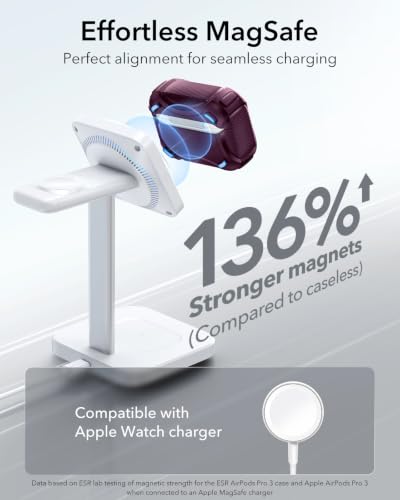 ESR for AirPods Pro 3 Case (2025), Compatible with MagSafe, Burgundy - color: Burgundy, size: AirPods Pro 3 Case