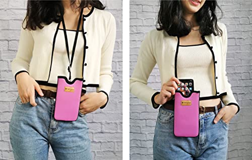 Tainada Neoprene Neck Cell Phone Sleeve Pouch w/Belt Loop Holster (Pink) - color: Pink
