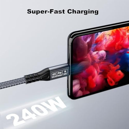 USB C 3.2 Gen2x2 20Gbps Cable, 90Degree USB C 4K@60Hz UHD Video 5A/240W PD3.1 Fast Charge Cord with E-Marker Compatible with Thunderbolt 3/4 (1M+1M Degree) - size: 1M+1M Degree