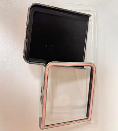 Case for Motorola Razr 2025/2024 Leather case,[Front Screen Privacy Film] Electroplating Frame,Full Body Protection Non-Slip Shockproof Folding Mobile Phone case,Pink