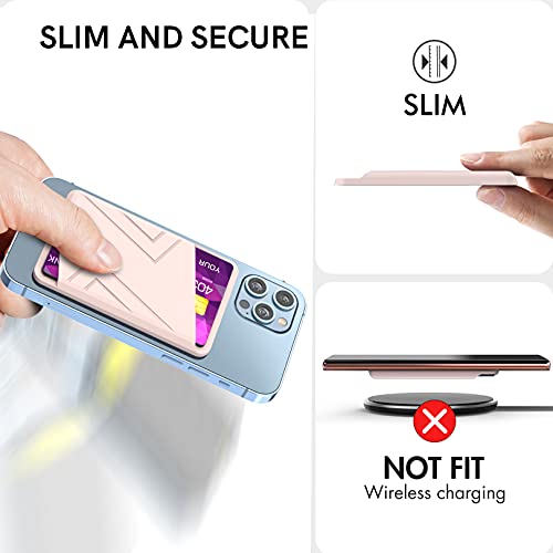 Phone Card Holder, Glitter PU Leather Sleeve, Credit Card Holder Stick On Phone Case for iPhone Samsung Most Smartphones (Ltpink) - color: ltPink