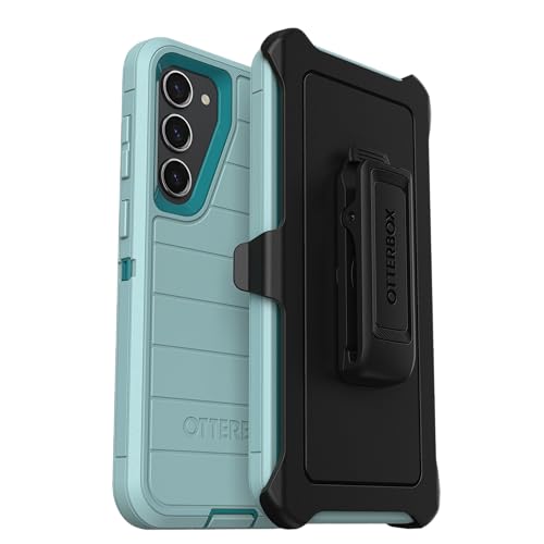 OtterBox Galaxy S23+ (Only) - Defender Series Case - Sunset Lagoon (Blue) - Rugged & Durable - with Port Protection - Includes Holster Clip Kickstand - Non-Retail Packaging - color: Sunset Lagoon (Blue)