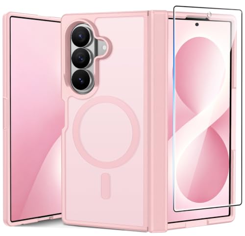 FNTCASE for Samsung Galaxy Z Fold 7 Case Magnetic with Hinge Protection | Screen Protector Phone Cases, Anti Yellowing, Matte, Rugged Shockproof Protective Bumper, Cell Cover - color: C-Pink, size: For Galaxy Z Fold 7 (8.0 Inch)