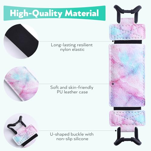 Secure Hand Strap for Kindle and Tablet - High Elasticity Finger Grip Holder Accessories for 6-8 Inches E-Book Tablet. - color: Coloured Marble