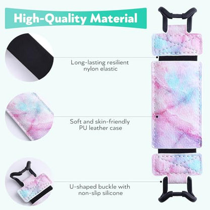 Secure Hand Strap for Kindle and Tablet - High Elasticity Finger Grip Holder Accessories for 6-8 Inches E-Book Tablet. - color: Coloured Marble