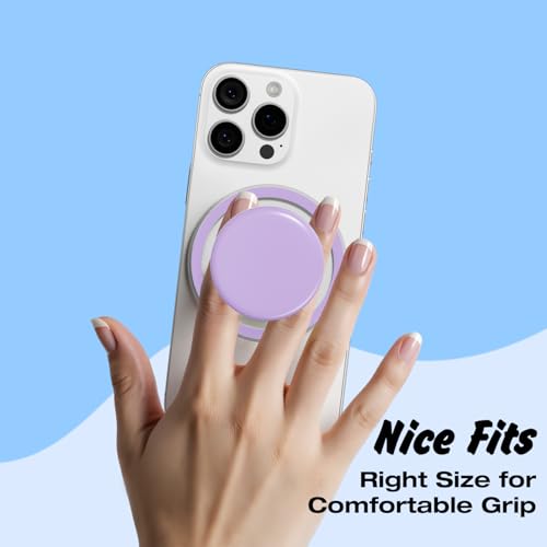 Svanove Magnetic Cell Phone Grip Compatible with Magsafe, Collapsible Phone Stand Holder Round Expanding Kickstand for iPhone Samsung Mobile Phones, Cute Soft Silicone Glossy Jelly, Purple Lavender - color: Purple, style: Magnetic