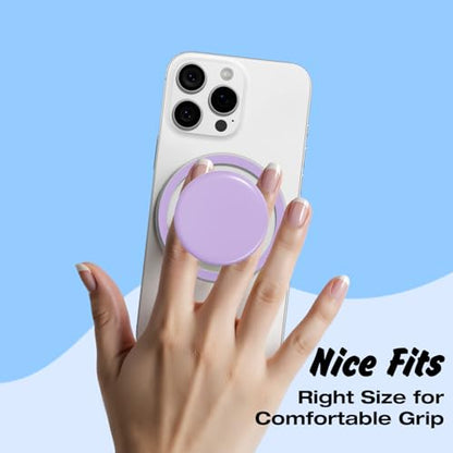 Svanove Magnetic Cell Phone Grip Compatible with Magsafe, Collapsible Phone Stand Holder Round Expanding Kickstand for iPhone Samsung Mobile Phones, Cute Soft Silicone Glossy Jelly, Purple Lavender - color: Purple, style: Magnetic