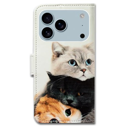 Bcov Case for iPhone 17 Pro,Cute Brown Cat Leather Flip Phone Case Wallet Cover with Card Slot Holder Kickstand Case for iPhone 17 Pro - color: Cute Brown Cat