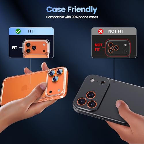 CACOE Camera Lens Protector for iPhone 14/15/16/17 Pro/Pro Max Cover - color: Orange