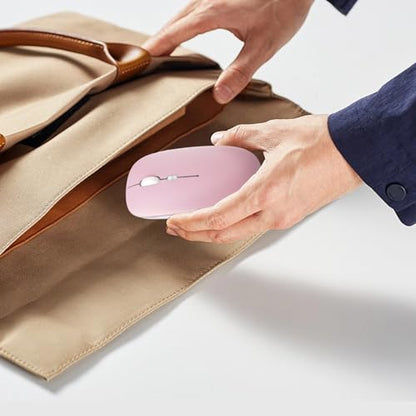 Afaartcci Rechargeable Wireless Mouse, Silent Bluetooth Mouse (Pink) - color: Pink