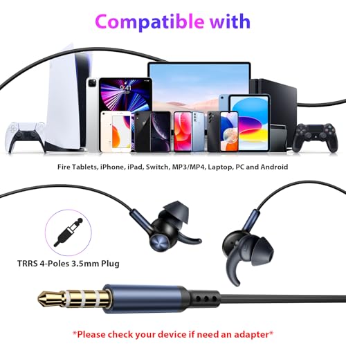 APETOO 3.5mm Wired Earbuds Sport in-Ear Headphones Mute Mic Stereo Bass - color: Black-Blue