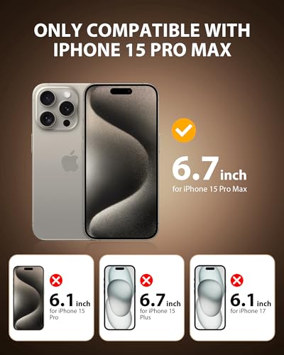 PDDKISS 2 Pack Privacy Screen Protector for iPhone 15 Pro Max - size: for iPhone 15 Pro Max - 6.7 inch