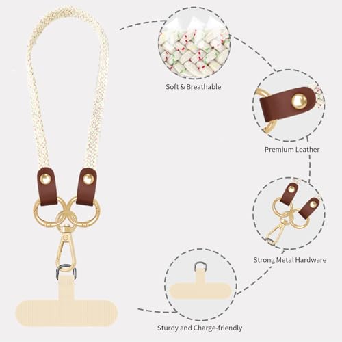 Hovmwey Stretchy Phone Lanyard Tether, 2 Pack Phone Leash Anti-theft Phone Strap for Anti-drop Outdoor Hiking Cycling Climbing Universal for Most Cell Phones, Sakura Blossom - color: Sakura Blossom