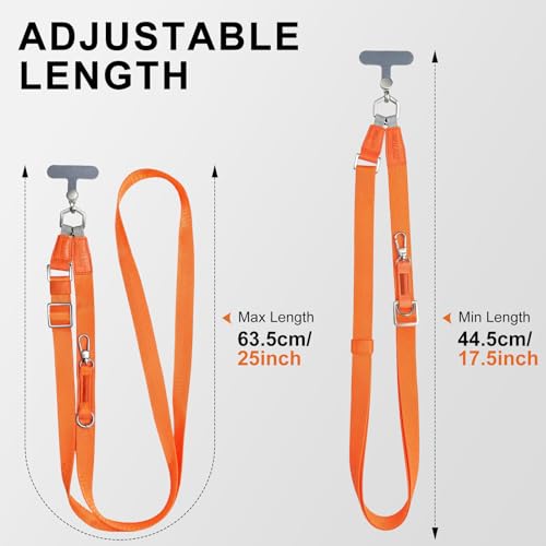 Phone Lanyard Crossbody, Adjustable Ergonomic Shoulder Phone Strap - color: Orange