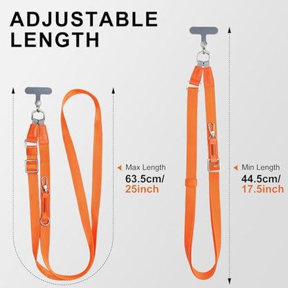 Phone Lanyard Crossbody, Adjustable Ergonomic Shoulder Phone Strap - color: Orange