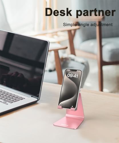 Cell Phone Stand for Desk- Adjustable Phone Stand Holder, Cradle, Dock, Desktop Stand for iPhone 17 16, 15, 14, Plus, Pro, Pro Max, 13 12 X XS,4-8" Phones, Office Accessories (Rose Gold) - color: Rose Gold